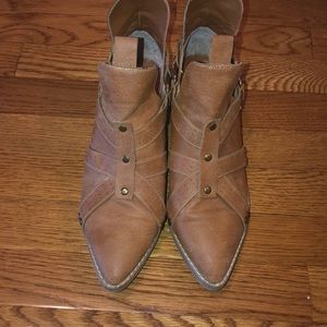 Pointed Toe Tan Leather Ankle Boots